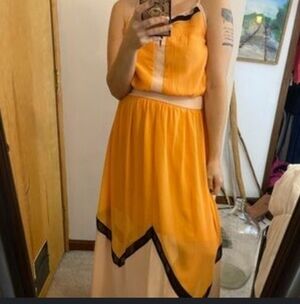 Lucy Paris Maxi Dress Womens Medium Orange Peach Chevron Dress HANG